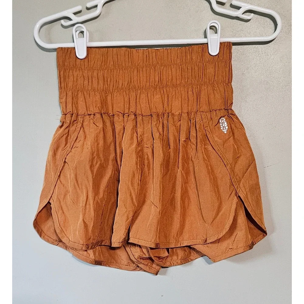 FP Movement Free People The‎ Way Home Shorts Burnt gold Smocked High Rise Small